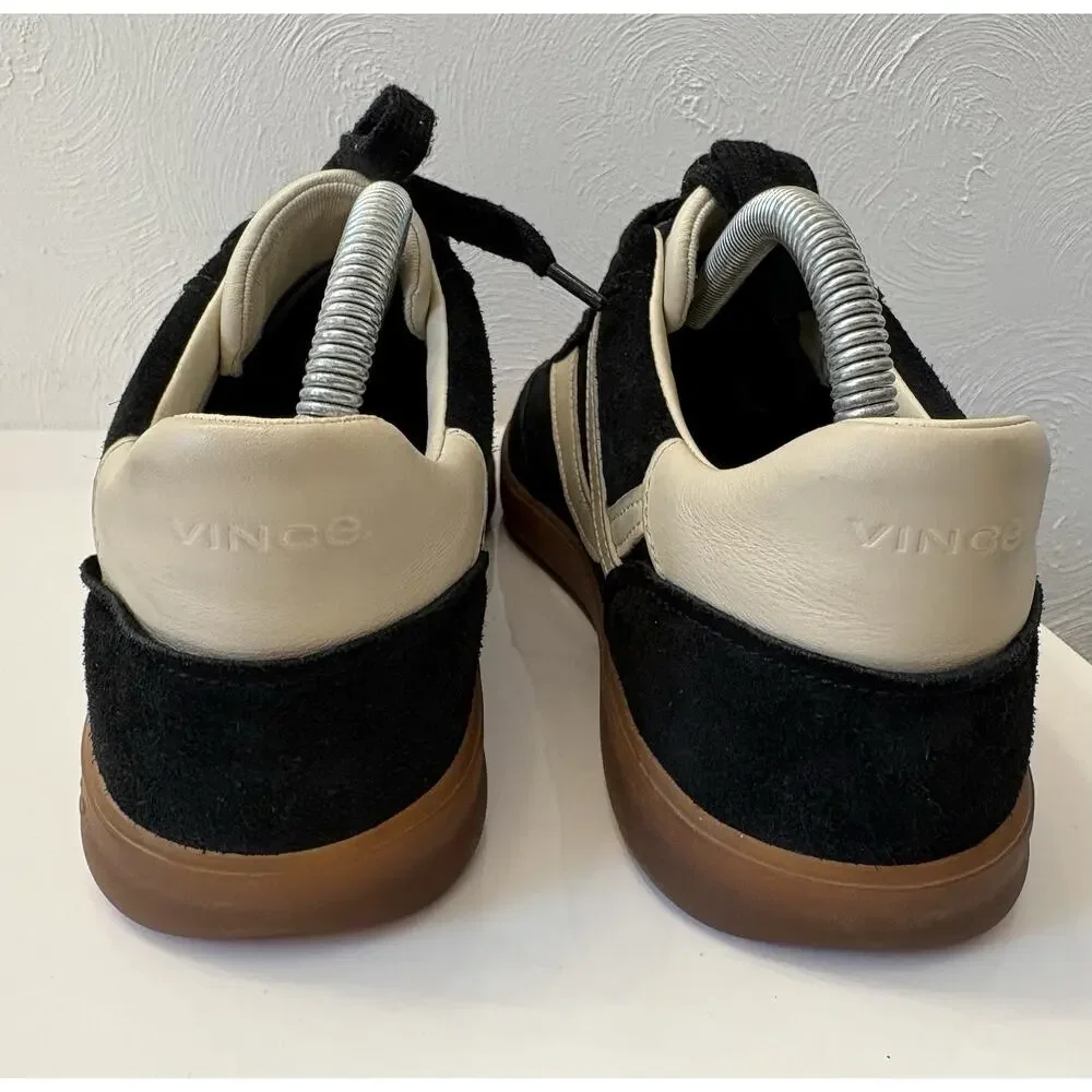 Vince Oasis-M Lace-Up Retro Sneakers Black Suede Cream Leather Men’s 9